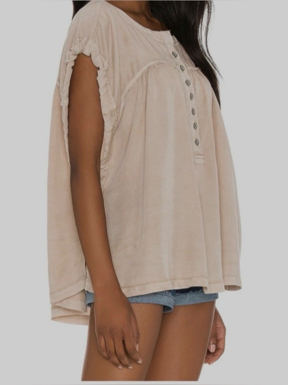 Oli & Hali Like A latte Gauze Size Small/MED Mocha Henley Beach New $77 Oversize